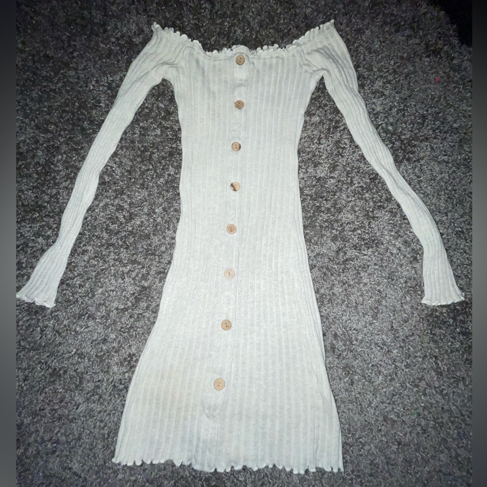 Gray ribbed dress